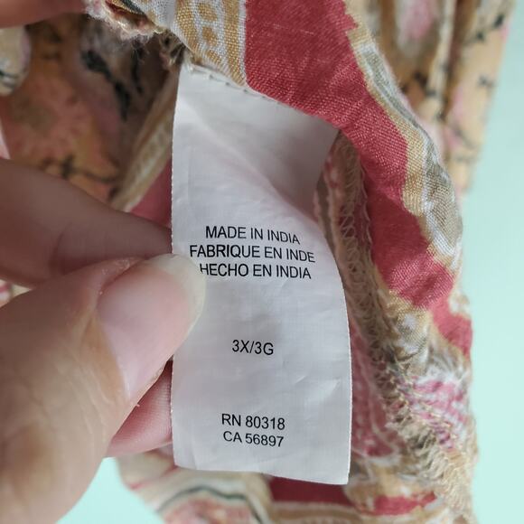 Lucky Brand Women's Boho Floral Paisley Border Print Peasant Blouse Top Size 3X - Picture 6 of 7